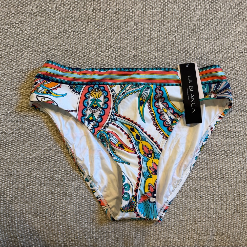 La Blanca Swim Bottom Pave the Way Paisley Print Size 10 NWT - Picture 2 of 7